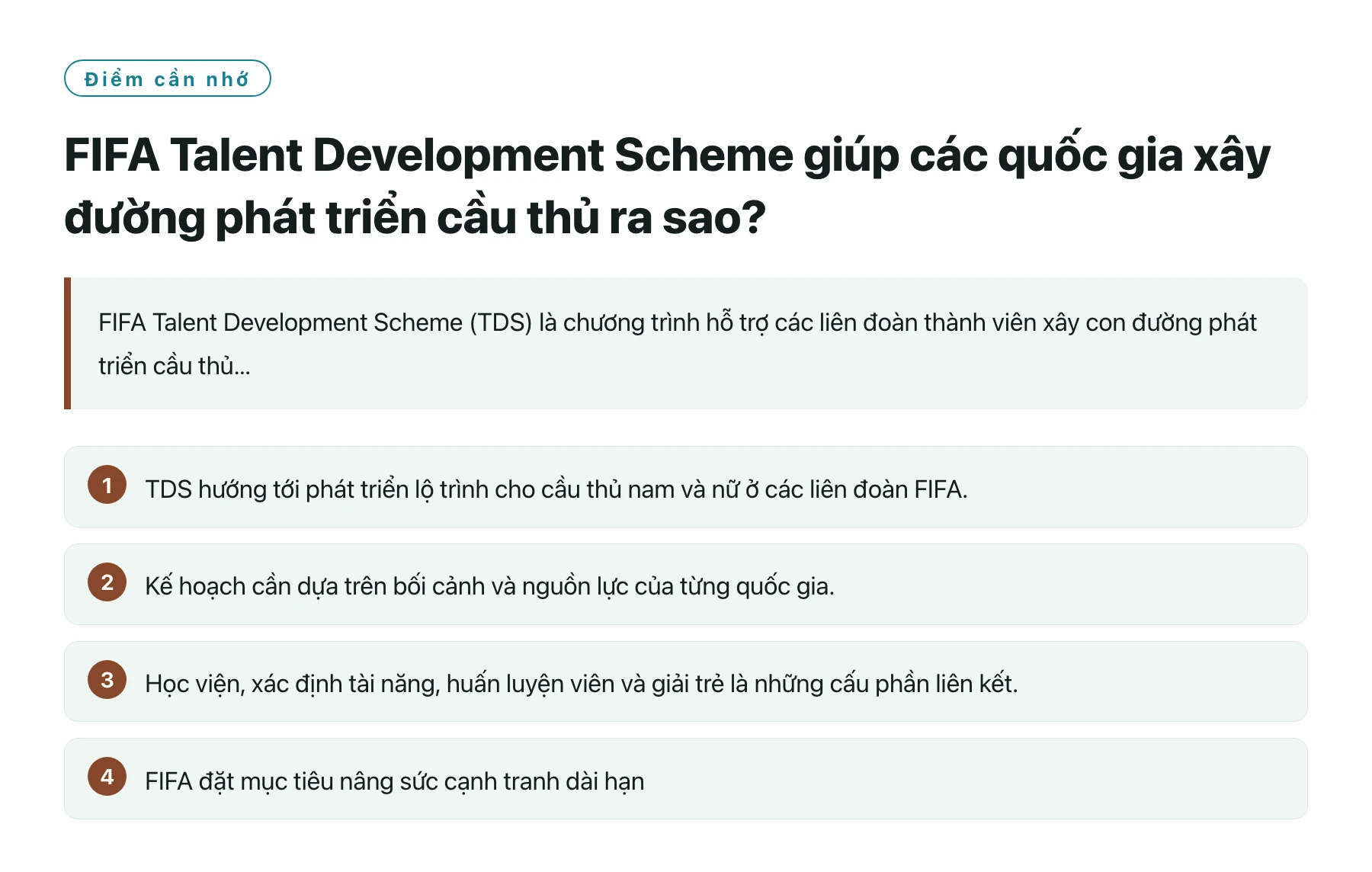 FIFA Talent Development Scheme giúp các quốc gia xây đường phát triển cầu thủ ra sao?——全文要点速览